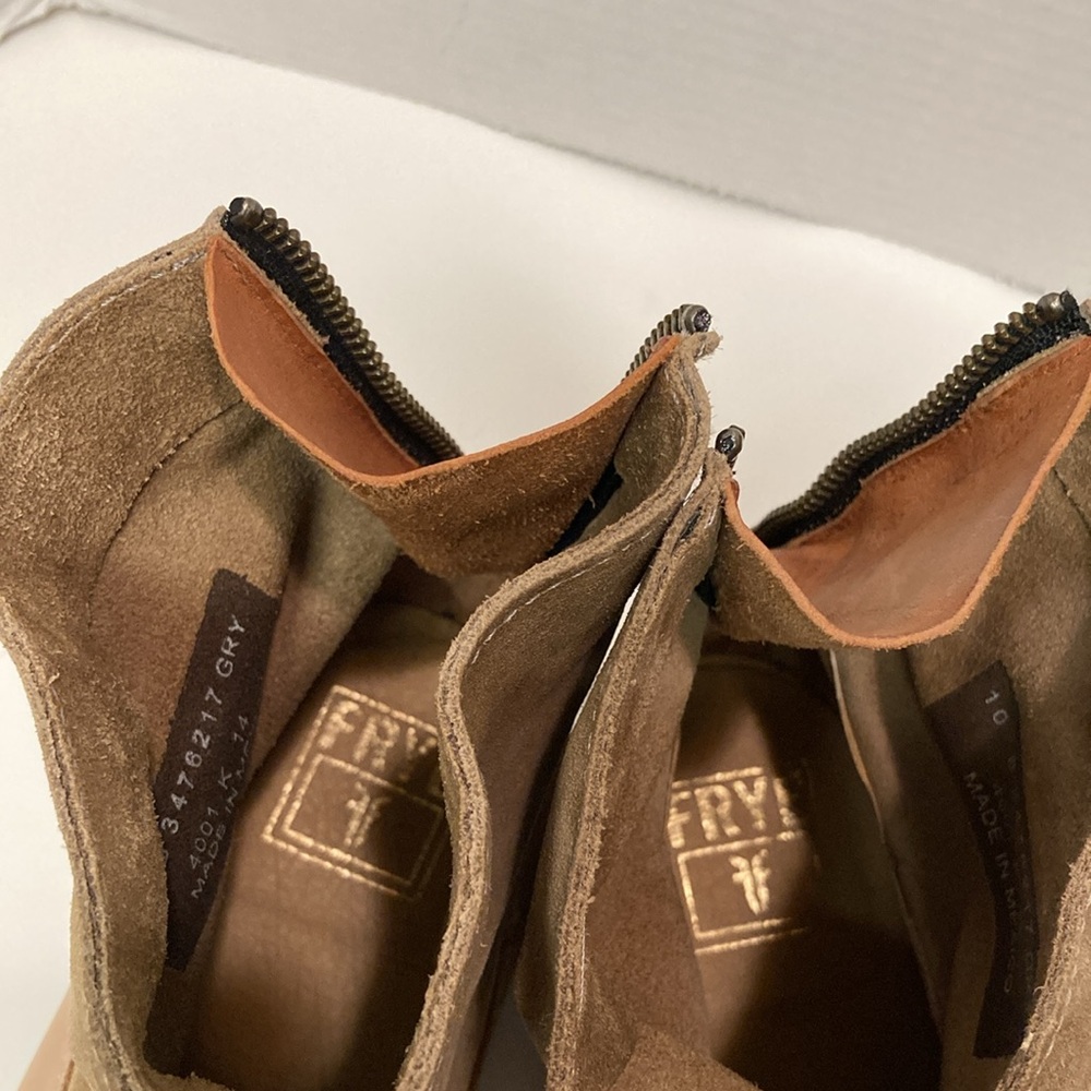 FRYE JAMIE TAN LEATHER SUEDE ANKLE BOOTIES - Picture 10 of 12